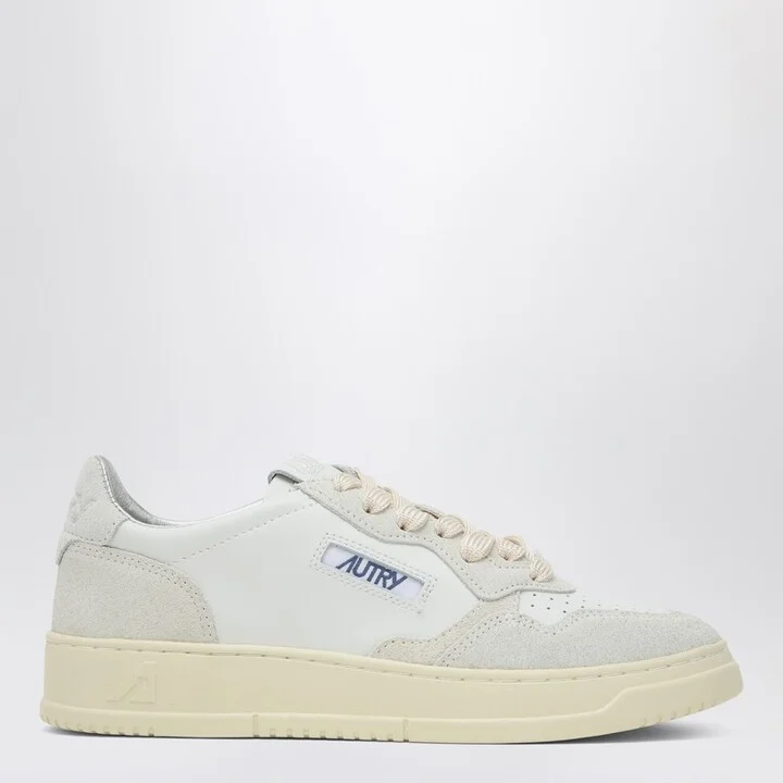 Medalist white leather and suede trainer