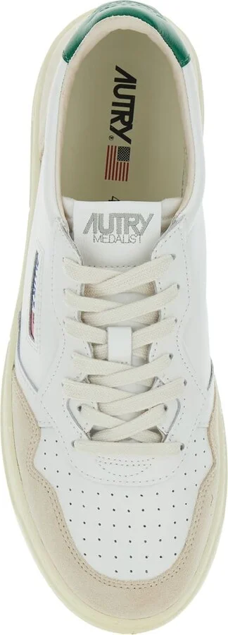 'medalist' White Low Top Sneakers With Beige Suede Details In Leather Man - Image 3