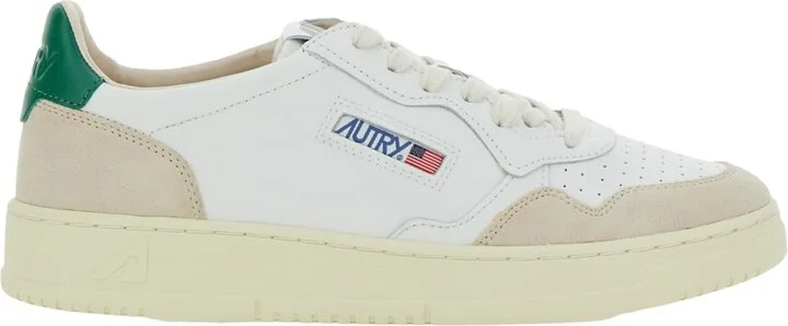 'medalist' White Low Top Sneakers With Beige Suede Details In Leather Man - Image 4
