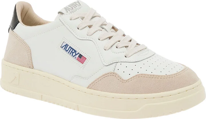 'medalist' White Low Top Sneakers With Beige Suede Details In Leather Man - Image 2