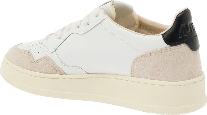 'medalist' White Low Top Sneakers With Beige Suede Details In Leather Man - Image 3