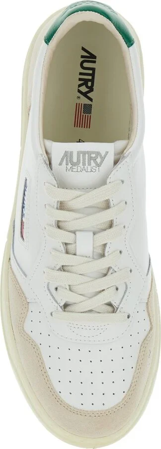 'Medalist' White Low Top Sneakers With Beige Suede Details In Leather Man - Image 3