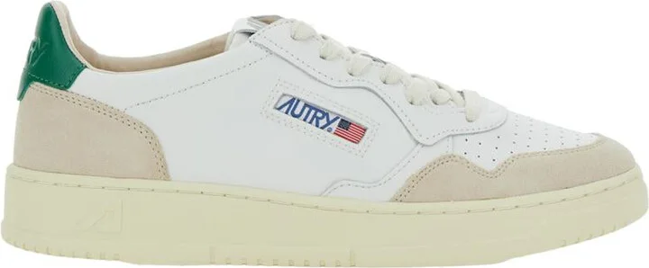 'Medalist' White Low Top Sneakers With Beige Suede Details In Leather Man - Image 4
