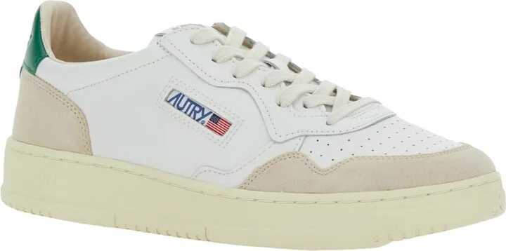 'medalist' White Low Top Sneakers With Beige Suede Details In Leather Man