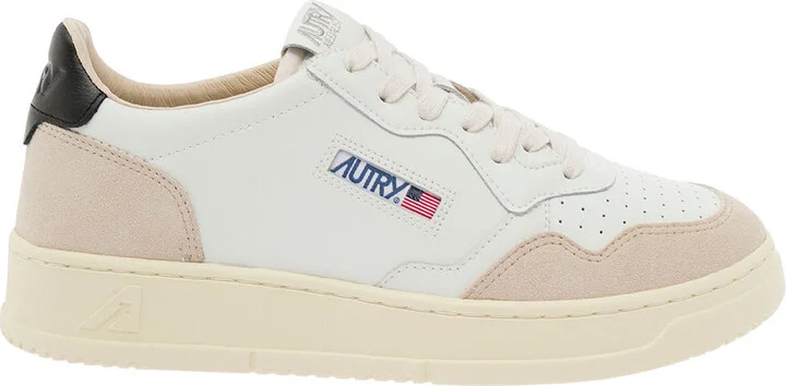 'medalist' White Low Top Sneakers With Beige Suede Details In Leather Man