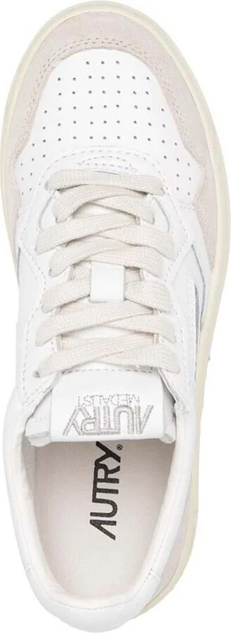 'Medalist' White Low Top Sneakers With Blue Suede Details In Leather Woman - Image 4