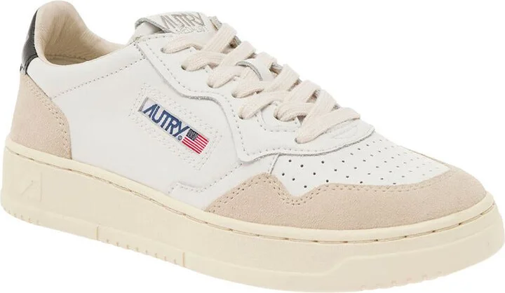'Medalist' White Low Top Sneakers With Blue Suede Details In Leather Woman - Image 2