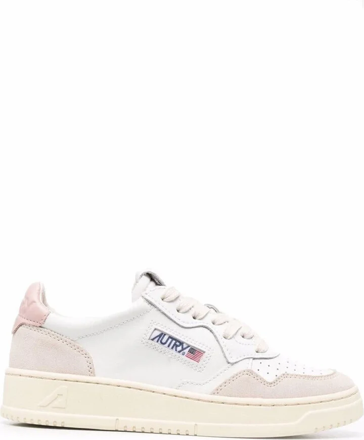 'Medalist' White Low Top Sneakers With Blue Suede Details In Leather Woman