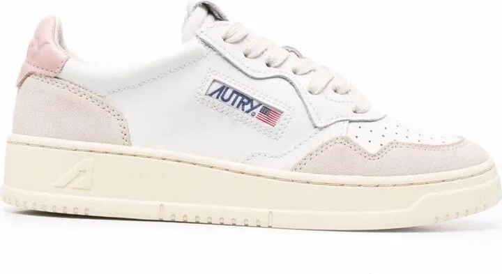 'medalist' White Low Top Sneakers With Blue Suede Details In Leather Woman