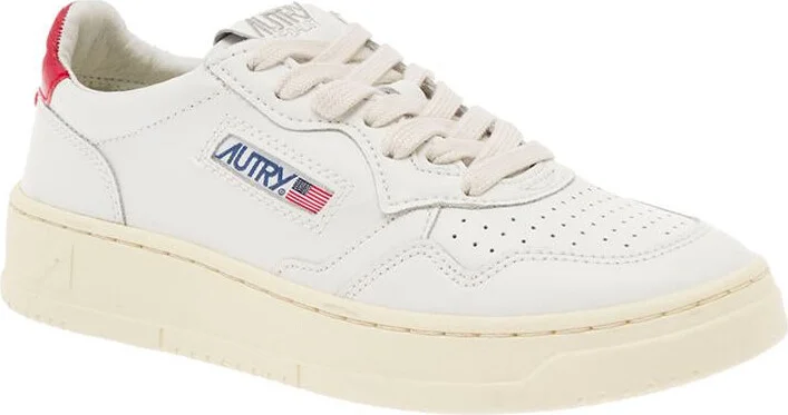 'Medalist' White Low Top Sneakers With Contrasting Heel Tab In Leather Woman - Image 2