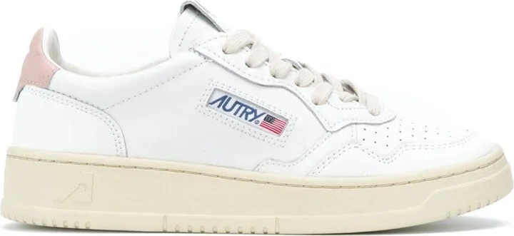 'medalist' White Low Top Sneakers With Contrasting Heel Tab In Leather Woman