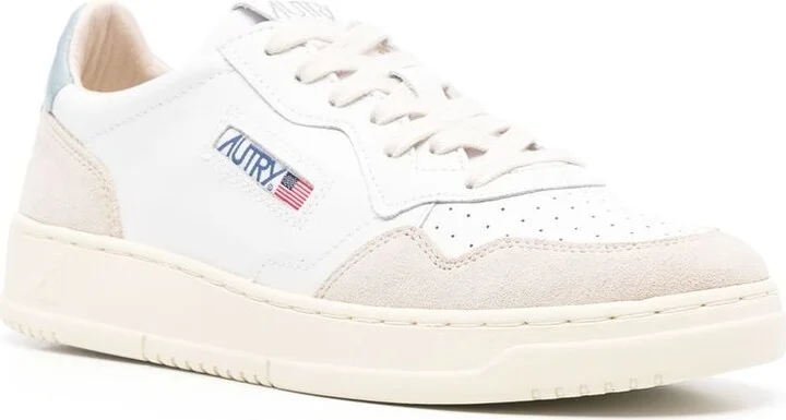'Medalist' White Low Top Sneakers With Embossed Logo On The Tongue In Grained Leather Man - Image 2