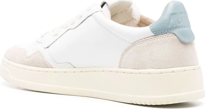 'Medalist' White Low Top Sneakers With Embossed Logo On The Tongue In Grained Leather Man - Image 3