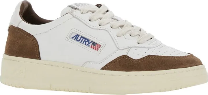 'Medalist' White Low Top Sneakers With Logo Detail In Leather And Suede Woman - Image 2