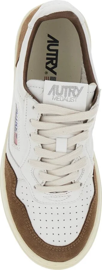 'Medalist' White Low Top Sneakers With Logo Detail In Leather And Suede Woman - Image 4