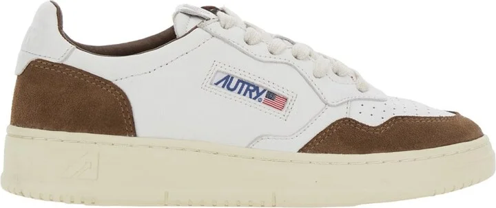 'medalist' White Low Top Sneakers With Logo Detail In Leather And Suede Woman