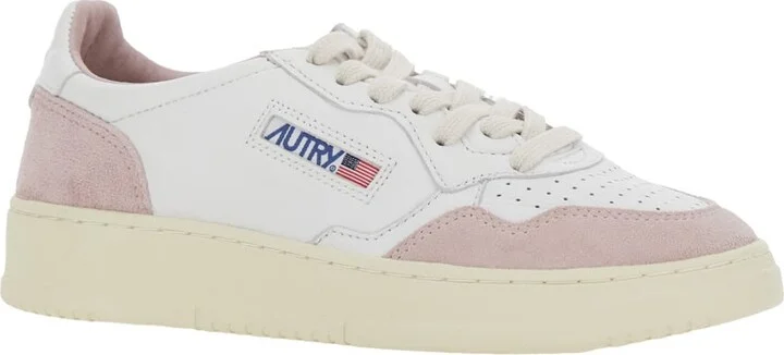 'medalist' White Low Top Sneakers With Logo Detail In Leather And Suede Woman