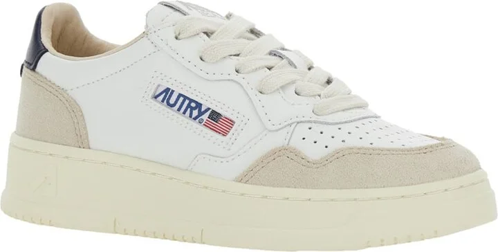 'medalist' White Low Top Sneakers With Logo Patch On The Side And Perforated Panels In Leather Boy - Image 2