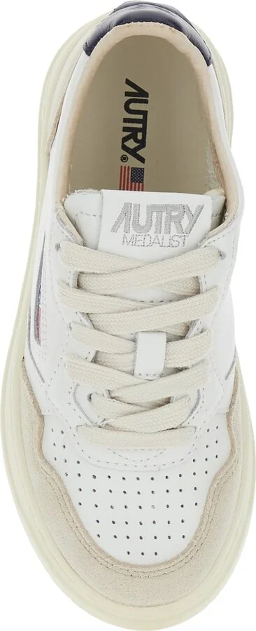 'medalist' White Low Top Sneakers With Logo Patch On The Side And Perforated Panels In Leather Boy - Image 4