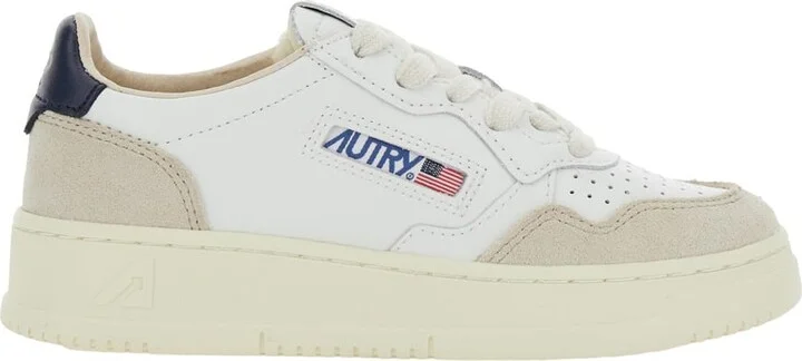 'medalist' White Low Top Sneakers With Logo Patch On The Side And Perforated Panels In Leather Boy