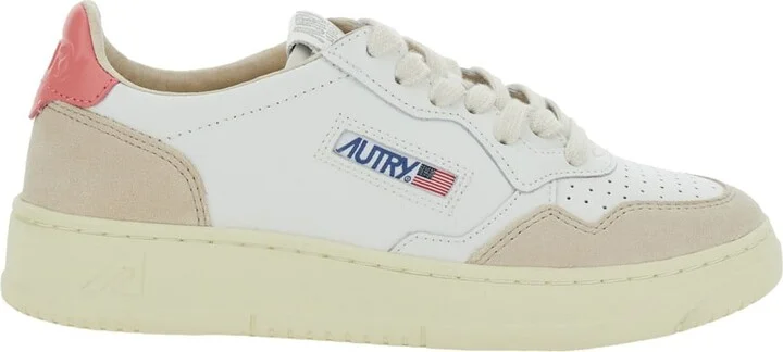 'medalist' White Low Top Sneakers With Logo Patch On Tongue And Side In Leather Blend Woman