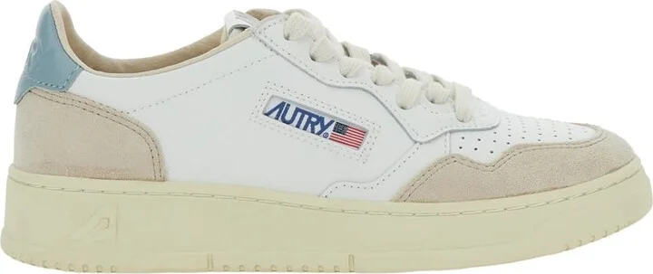 'medalist' White Low Top Sneakers With Logo Patch On Tongue And Side In Leather Blend Woman