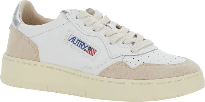 'medalist' White Low Top Sneakers With Logo Patch On Tongue And Side In Leather Blend Woman