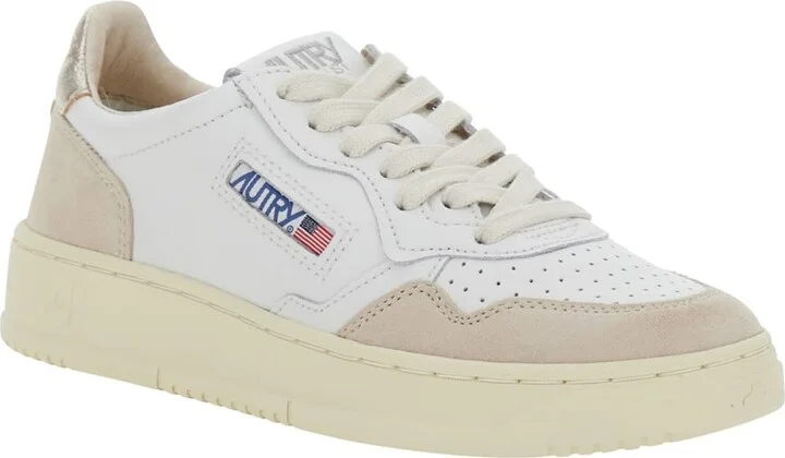 'medalist' White Low Top Sneakers With Logo Patch On Tongue And Side In Leather Blend Woman