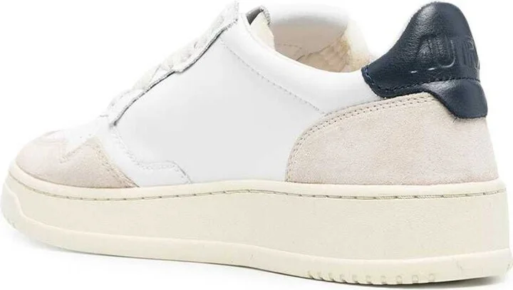 'medalist' White Low Top Sneakers With Suede Inserts And Contrasting Heel Tab In Leather Man - Image 3