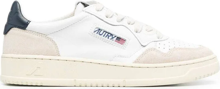 'Medalist' White Low Top Sneakers With Suede Inserts And Contrasting Heel Tab In Leather Man