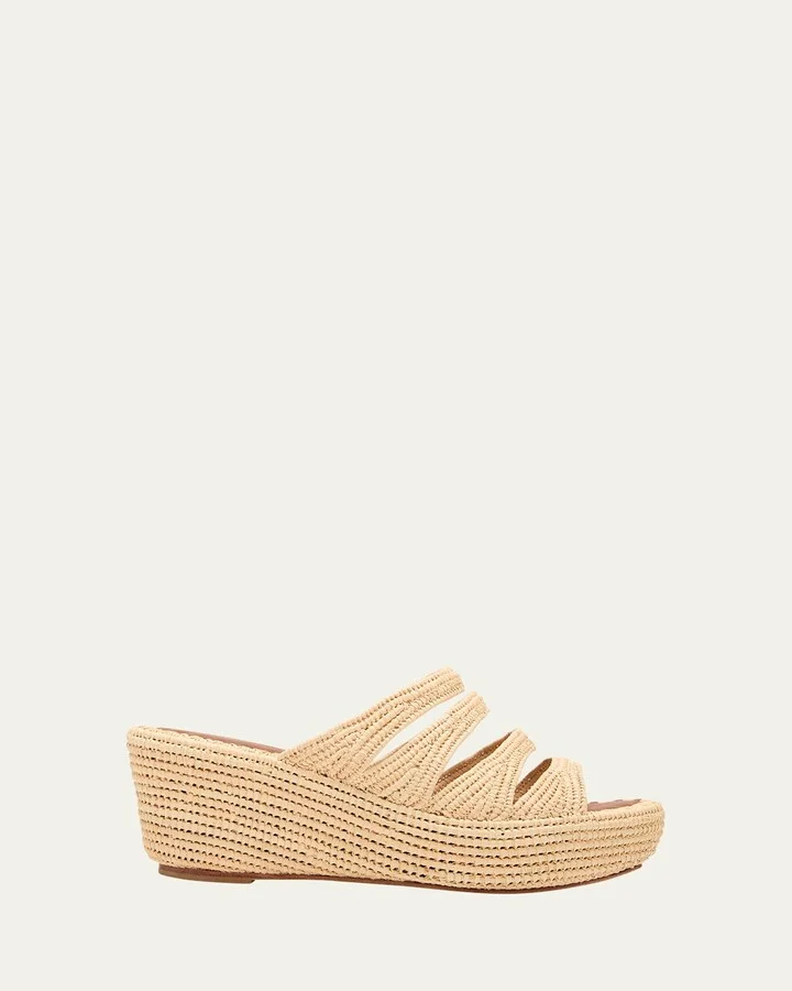 Medi Raffia Wedge Slide Sandals