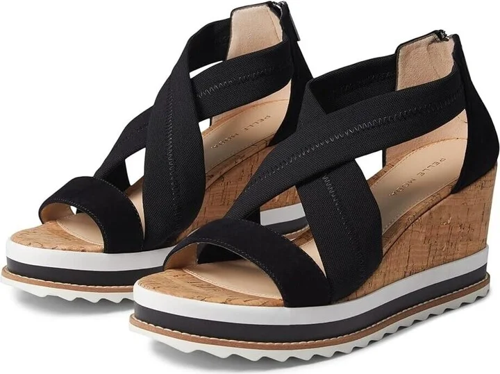 Medina Sandals Women's US 9 Black Crisscross Strap Wedge Heel ZPO1909