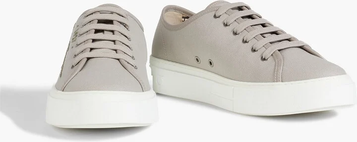 Mediterre logo-appliquéd leather-trimmed canvas sneakers - Image 2