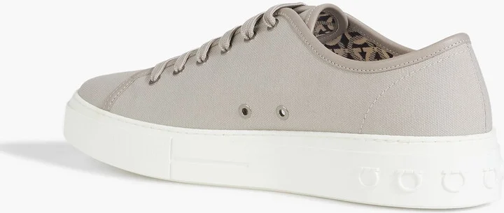 Mediterre logo-appliquéd leather-trimmed canvas sneakers - Image 3