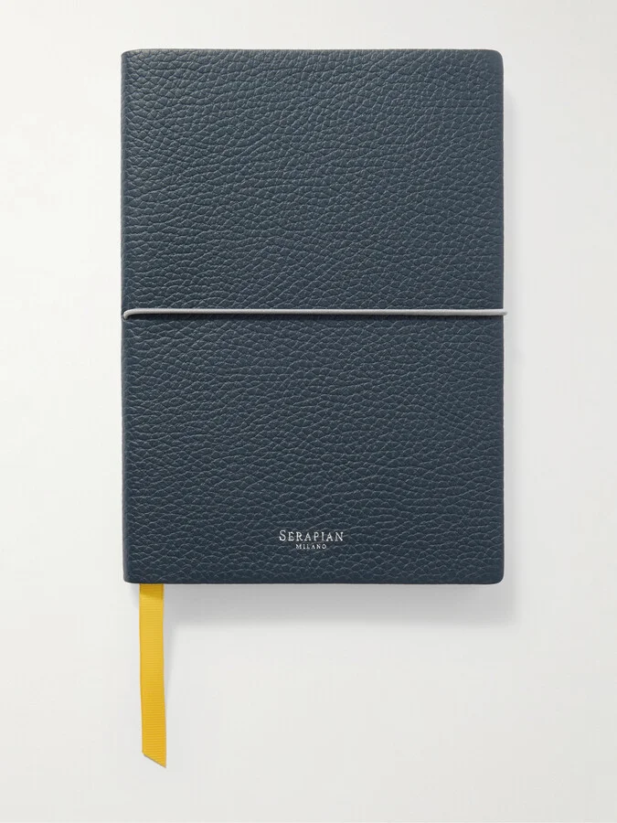 Medium Logo-Print Full-Grain Leather Notebook