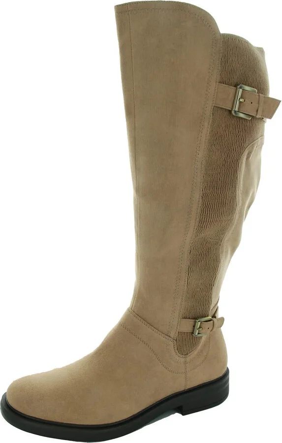 Medtate Womens Faux Leather Zipper Knee-High Boots