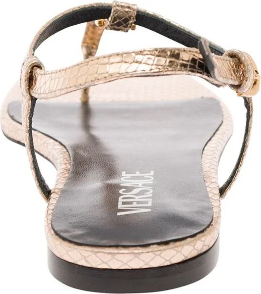 'Medusa '95' Gold-Colored Low Sandals With Logo Detail In Snake-Printed Leather Woman - Image 4