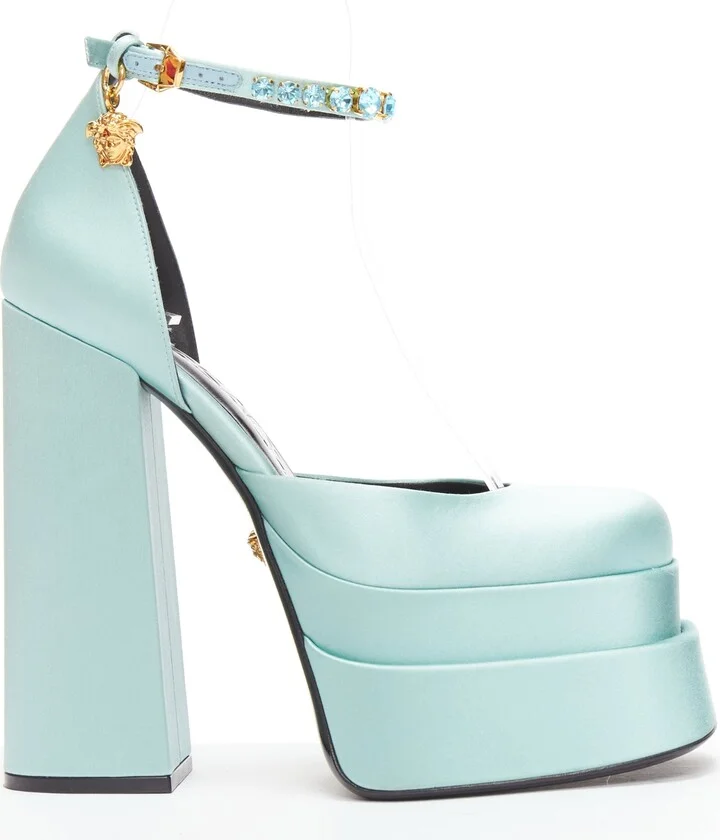 Medusa Aevitas sky satin Medusa charm platform heels