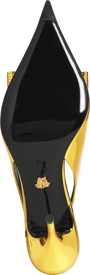 Medusa Bow Metallic Pointed Toe Slingback Pump - Image 6