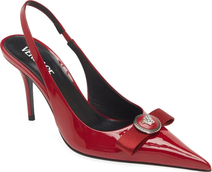 Medusa Bow Pointed Toe Slingback Pump