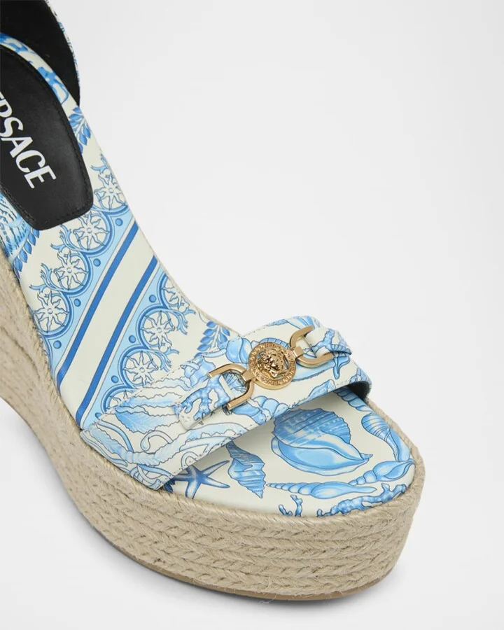 Medusa Calfskin Leather Espadrilles - Image 9