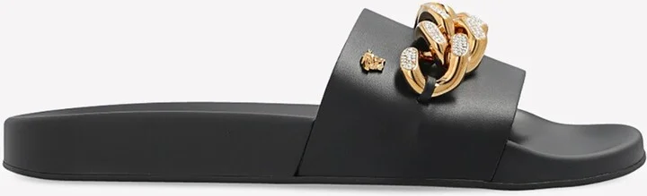 Medusa Chain Slippers in Leather