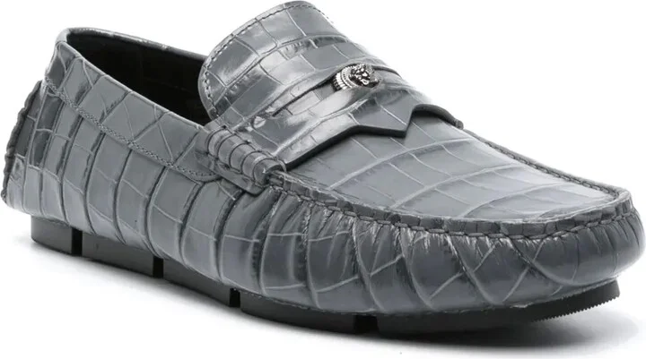 Medusa croc-effect leather loafers - Image 2