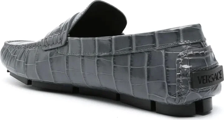 Medusa croc-effect leather loafers - Image 3