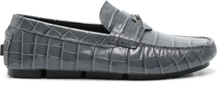 Medusa croc-effect leather loafers