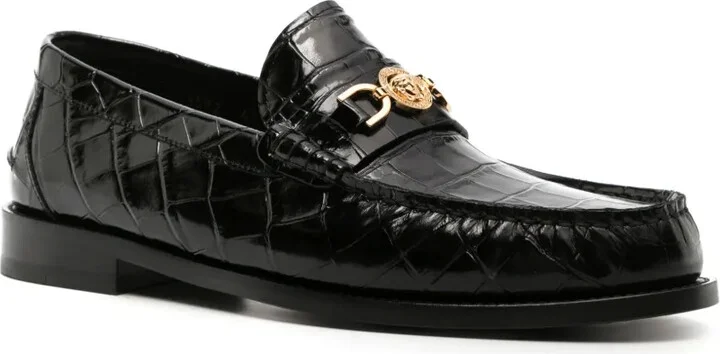 Medusa crocodile-embossed leather loafers - Image 2