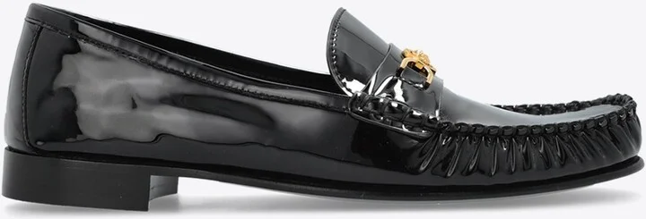 Medusa-Embellished Leather Loafers