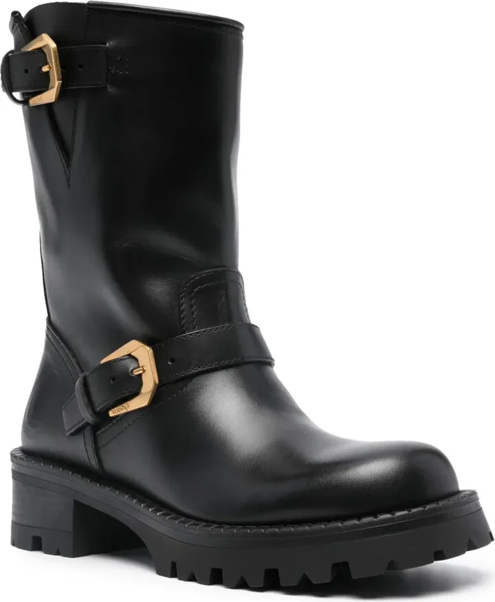 Medusa-embossed leather boots - Image 2