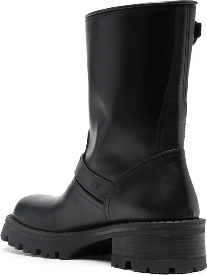 Medusa-embossed leather boots - Image 3