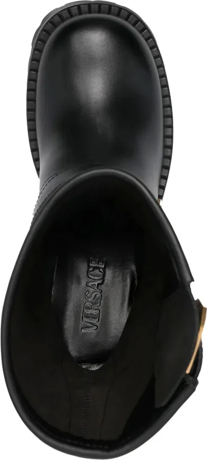 Medusa-embossed leather boots - Image 4